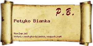 Petyko Bianka névjegykártya